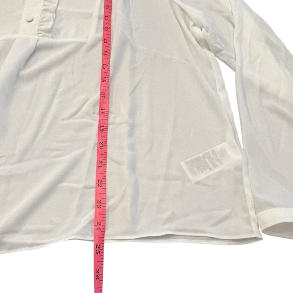 J Crew Factory Long Sleeve White Top Blouse Ruffles Size 18 High Neck NEW $80 - Picture 12 of 16